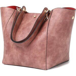 ⚡ Women's Cream Large Leather Big Bucket Crossbody Travel Tote Bag